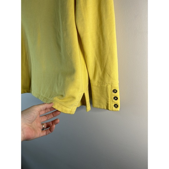 Talbots Pullover Sweatshirt Cowl Neck Yellow Buttons Long Sleeve Size PS - Picture 5 of 11